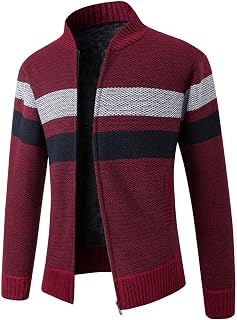 Men's Cardigan with Zip Winter Cardigan Knitted Winter Jacket Lined Knitted Pullover Cardigans Fleece Jacket Without Hood Traditional Jacket Winter Coat Men Outdoor Jacket Warmer