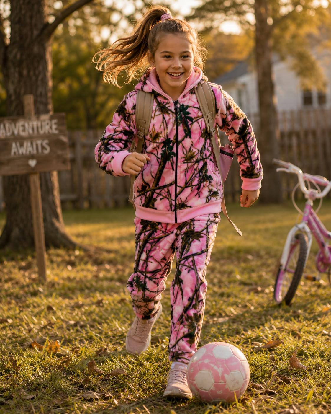 TrailCrest Kleinkind Blaze/Camo Fleece Hoodie & Hose 2-teiliges Outfit