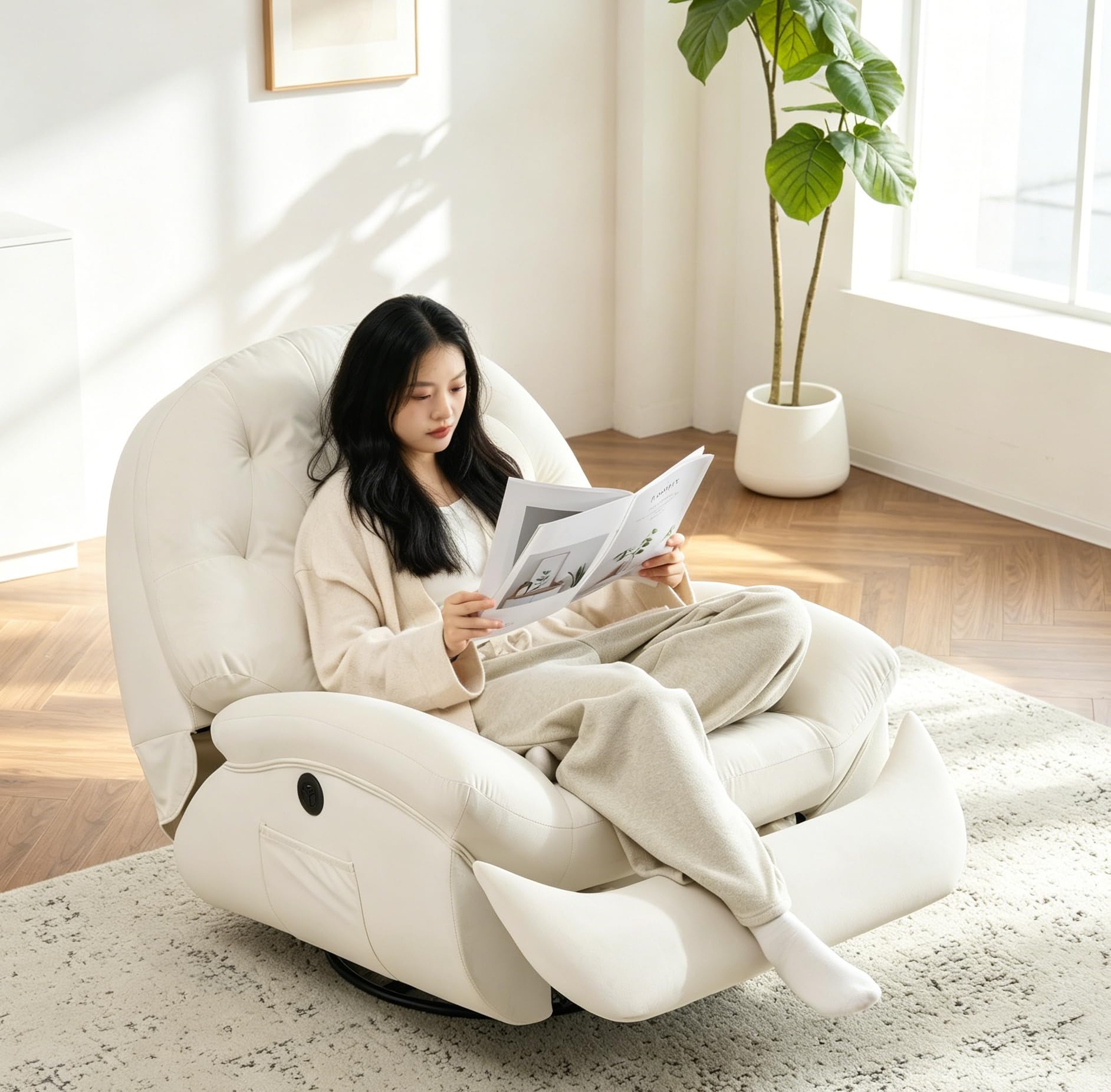 Amazon｜電動リクライニングソファ 1人掛け 貝殻デザイン ベルベット