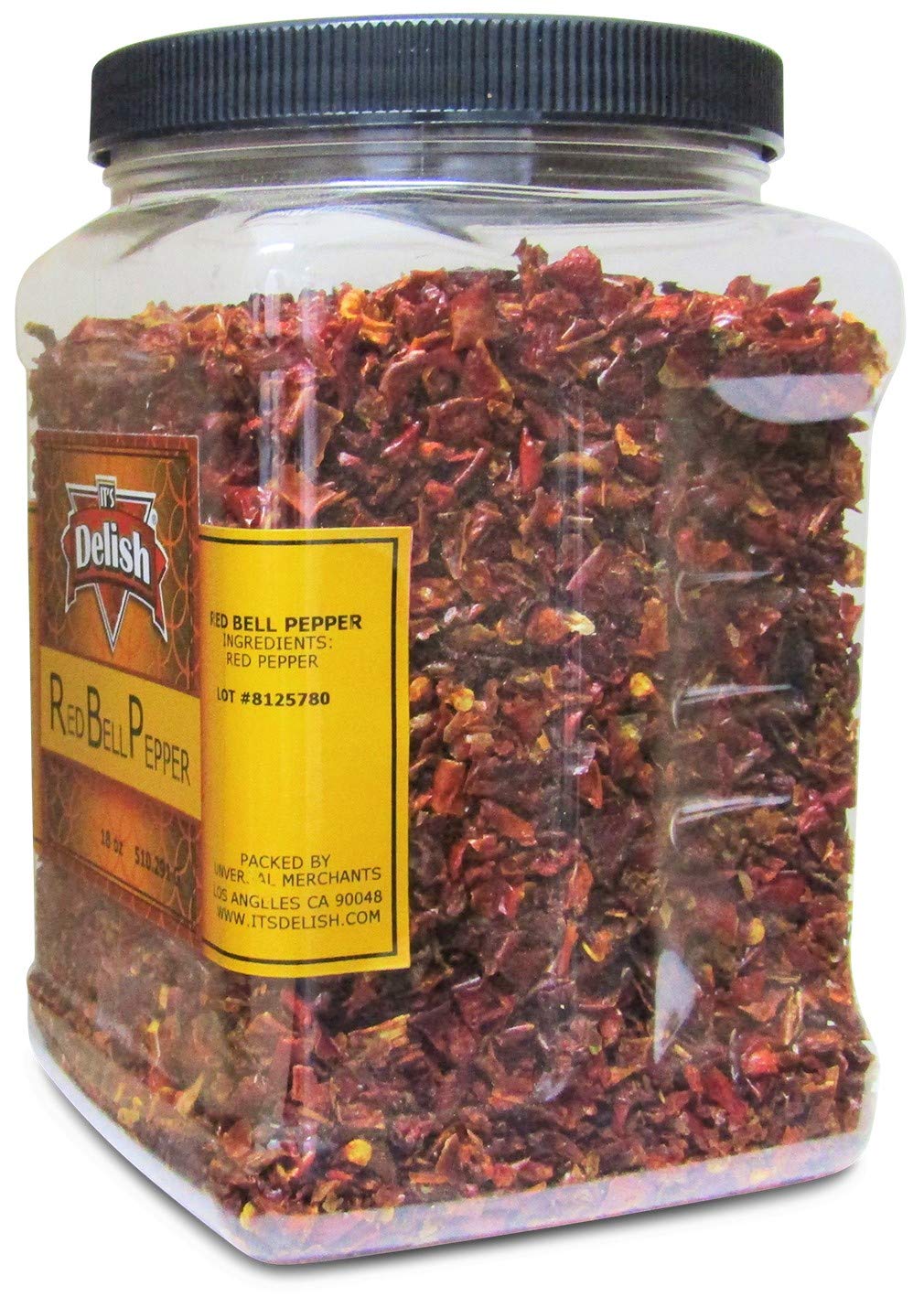 Dehydrated Dried Red Bell Pepper by It's Delish – Jumbo Reusable Container 18 Oz – Sealed to Maintain Freshness – Chopped & Dried Vegetable Spice Seasoning