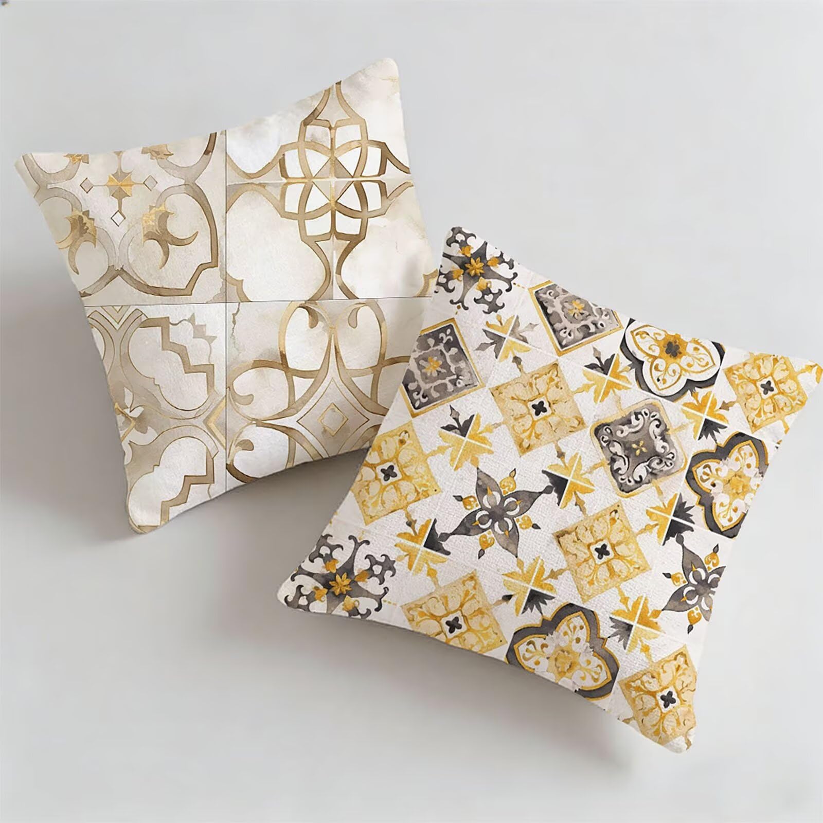 Housse de coussin extérieur jaune 40x40 pour un balcon bohème chic