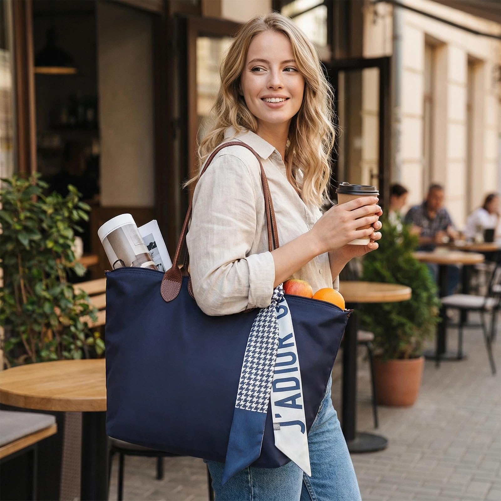 Bolso de Hombro para Mujeres, Bolsa de Mano para Mujer, Bolso Universidad Trabajo, Liviano y Plegable, Bolsos de Grandes Capacidad para Viajar Desplazamientos Compras Playa — view 2
