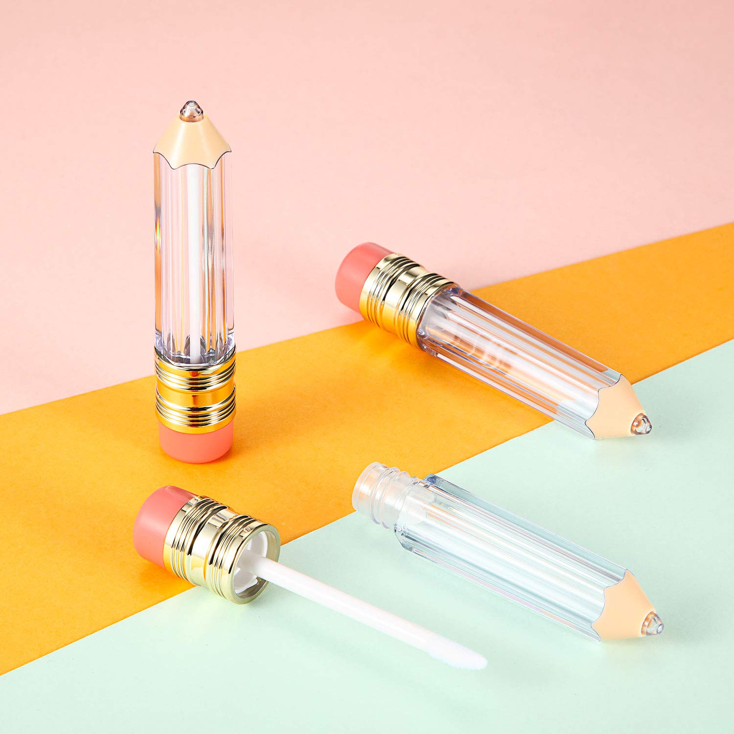 12 Pieces Pencil Shaped Empty Lip Gloss Tubes Containers 5 ml Clear Mini Refillable Lip Oil Bottles with 3 ml Dropper for Travel Split Charging DIY Makeup