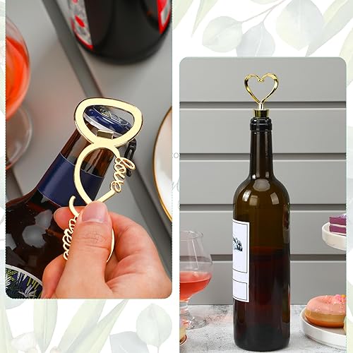 Miniatura 4 de 60 piezas de recuerdos de fiesta de boda para invitados, tapón de vino y abridor de amor, regalos de despedida de soltera Love Forever con 100