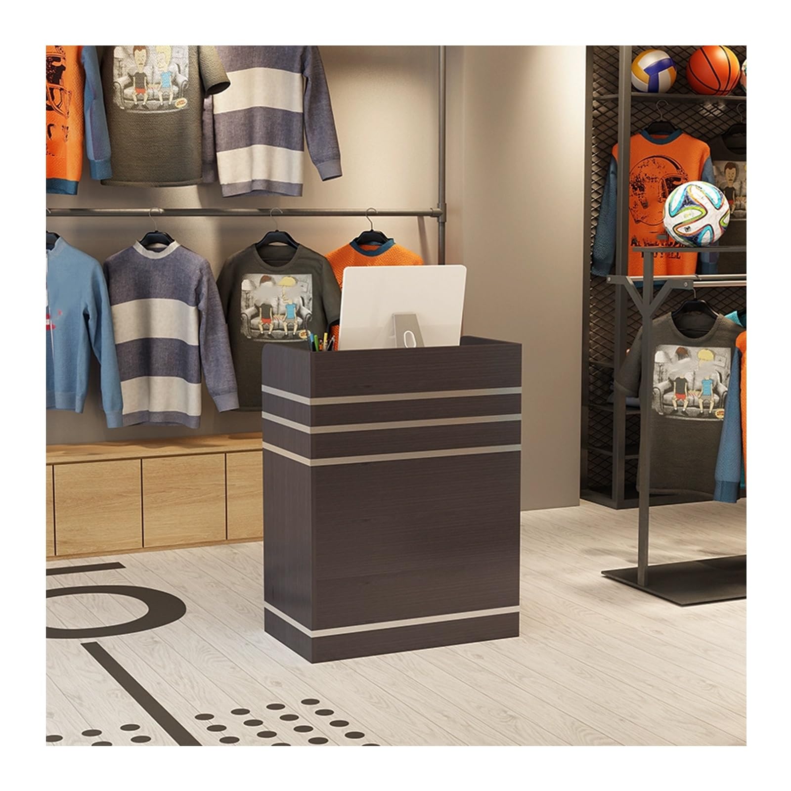 QWEASDF Reception Bancone Cassa per Negozio con Chiudibile Cassetti, Banco della Reception Semplice Moderno supermercato,Bancone Negozio per Ufficio，(Black)