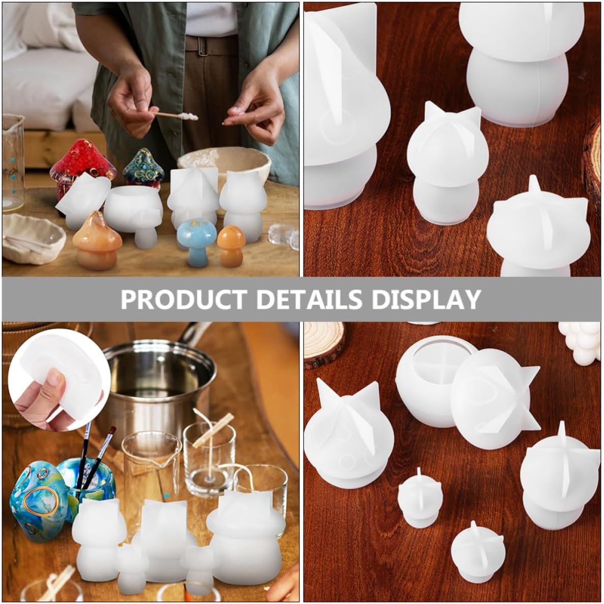 7pcs Mushroom Shape Silicone Tray Mold for DIY Jewelry Storage Casting