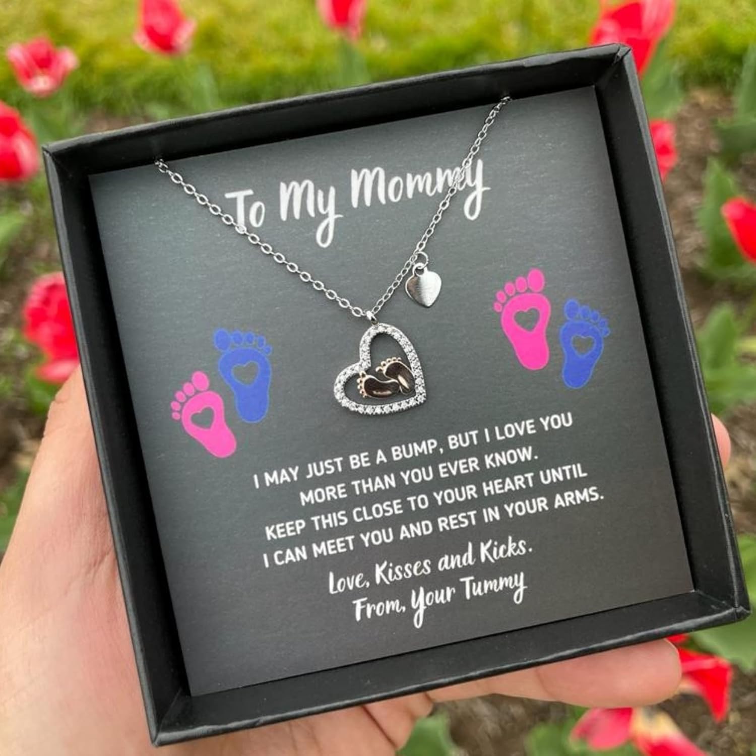 Baby Feet Jewelry Necklace, Mommy To Be Gifts For 1st Time Mom, To My Mommy Necklace Baby Bump, Gifts For Pregnant Women Mom To Be - Image 3