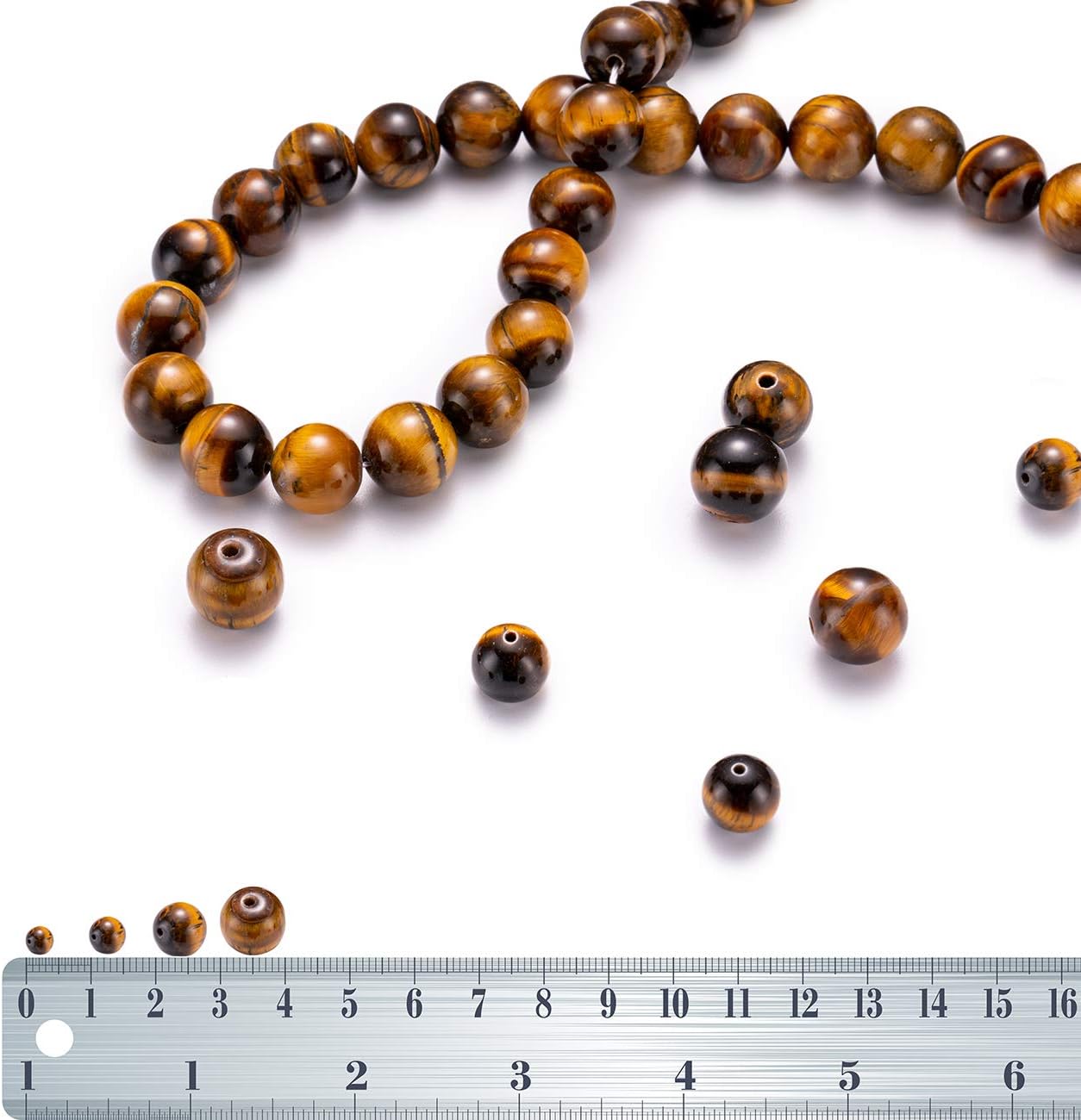 Natural Yellow Tiger Eye Stone Round Loose Semi Gemstone Beads for Jewelry Making 6MM 61PCS - Image 3