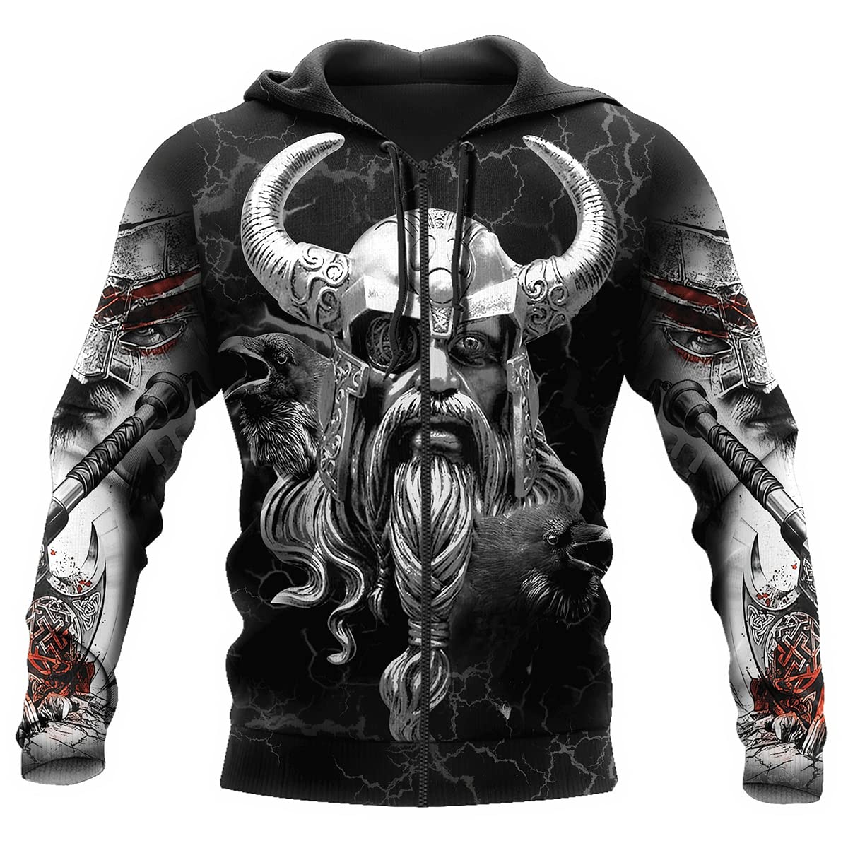 Wikinger-Hoodie 3D-Druck Nordische Mythologie Valhalla Langarm Frühling Herbst Pullover Für Herren und Damen Party Cosplay Kostüm