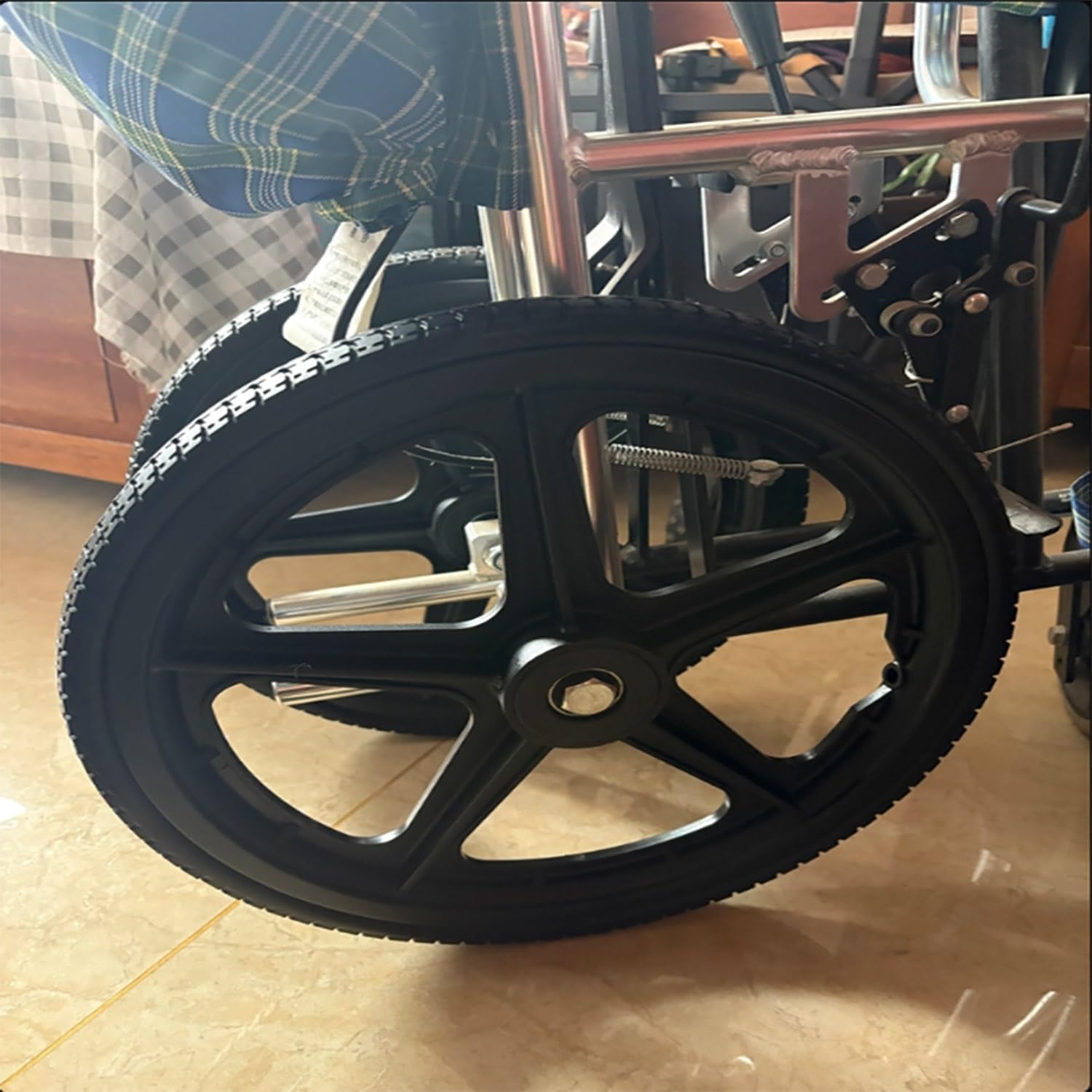 Ruedas Traseras para Silla de Rueda de 14 pulgadas, Repuesto de Rueda Para Silla de Ruedas con Rodamientos 12mm, Antideslizantes Rueda Trasera