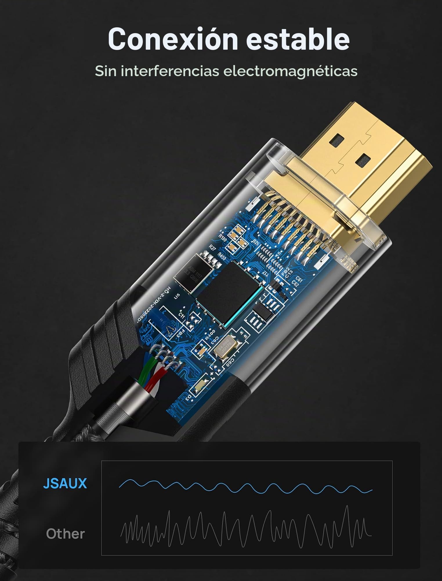 JSAUX - Cable HDMI de 30 metros, cable largo de fibra óptica HDMI 2.1, 8K, alta velocidad, 48 Gb/s 8K @ 60Hz, 4K @ 120Hz, UHD HDR 10+, eARC, Dolby Vision, 3D, VRR, compatible con PS4, PS5, 8K