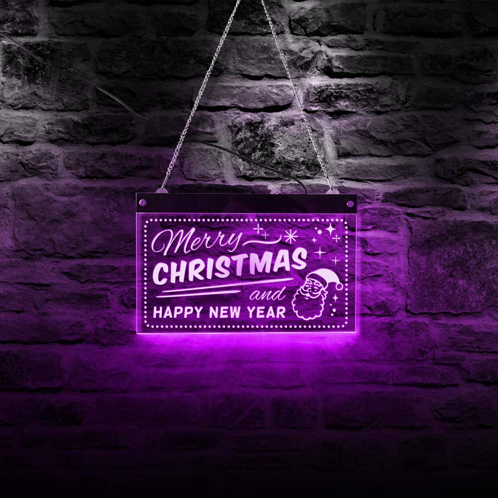 Eld 30 cm x 19 cm Navidad Feliz Navidad y Feliz Año Nuevo Multicolor Iluminación nocturna Arte de pared Casa Fiesta Decoración Lámpara Electrónica LED Neón Signos de luz