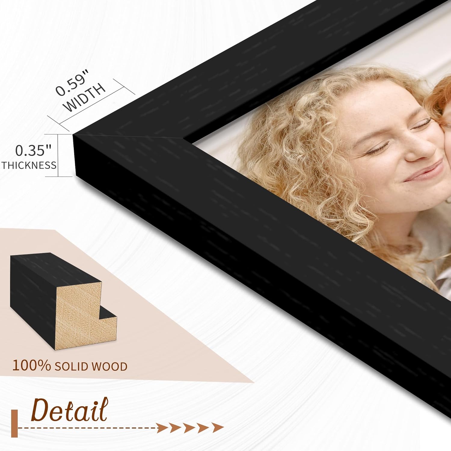 15 Pack Solid Wood 8x10 Picture Frames Black, Wall Mounted or Tabletop Standing