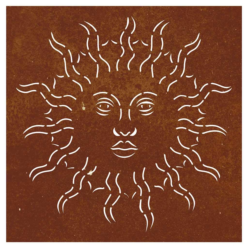Decorazione da parete da giardino in acciaio Corten, design sole, 55 x 55 cm, in acciaio resistente alle intemperie, effetto ruggine, decorazione da parete per giardino, terrazza, balcone