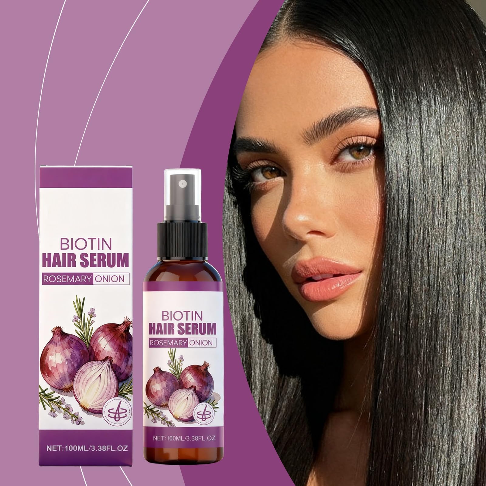 XINRAN Cipolla rosmarino, olio per capelli, cipolla biotina, olio di rosmarino, siero per la crescita dei capelli, addensare a secco, facile da non grasso, lavare liberamente spray per la cura del