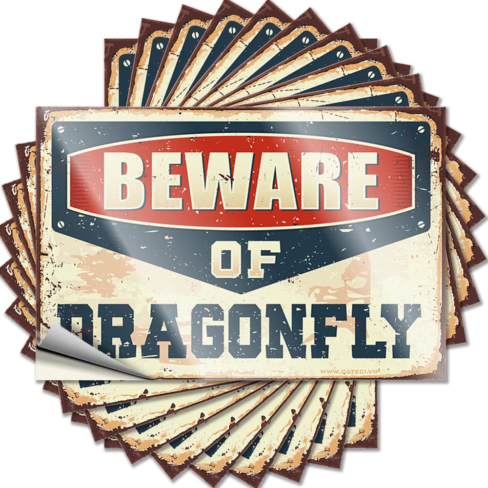 Outside Decor Decals Haves | Beware of Dragonfly Vintage Motorcycle Sticker Pack(12X18CM)