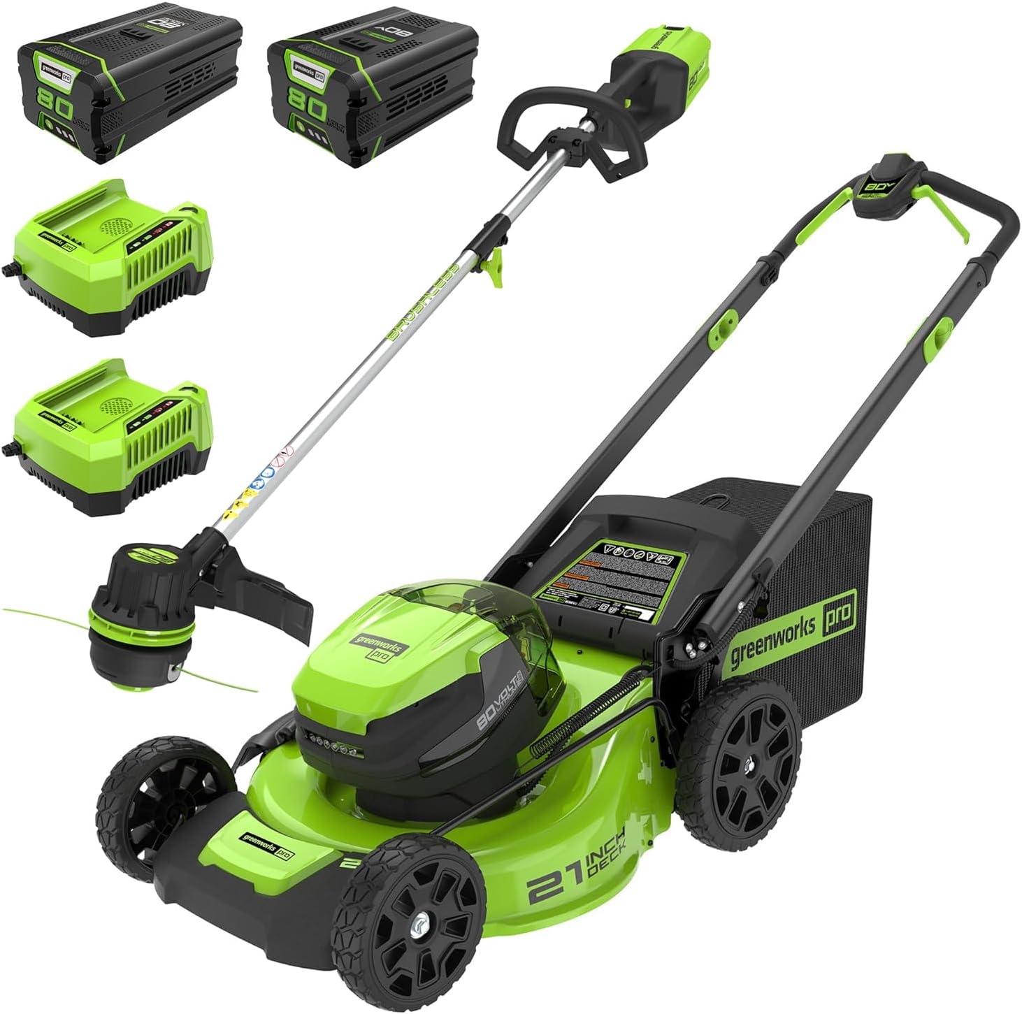Greenworks 80V 21" Cordless Battery Push Lawn Mower w/ 4.0Ah Battery & Charger String Trimmer Tool only Kit