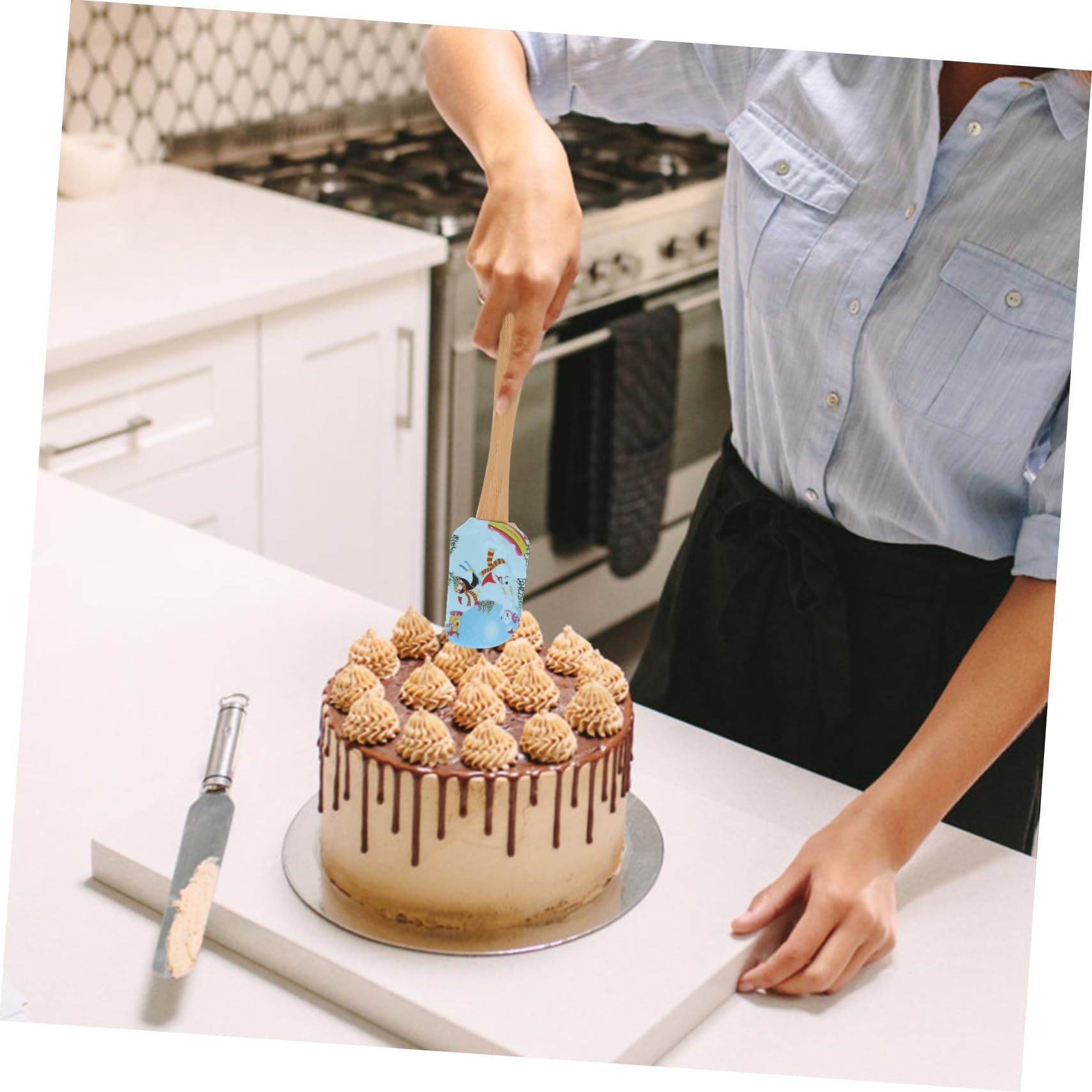 COLLBATH 4 Piezas Espátulas de Silicona para Crema de Diseño Navideño Herramientas para Repostería Ergonómico y Antideslizante Aptas para y Decorar Pasteles