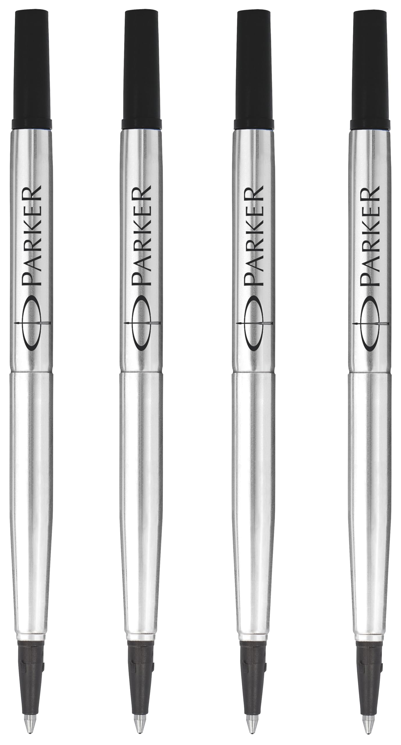 Parker Rollerball Pen Original Quink Ink Refills - 0.7mm Medium Point - Black Ink - Pack of 4