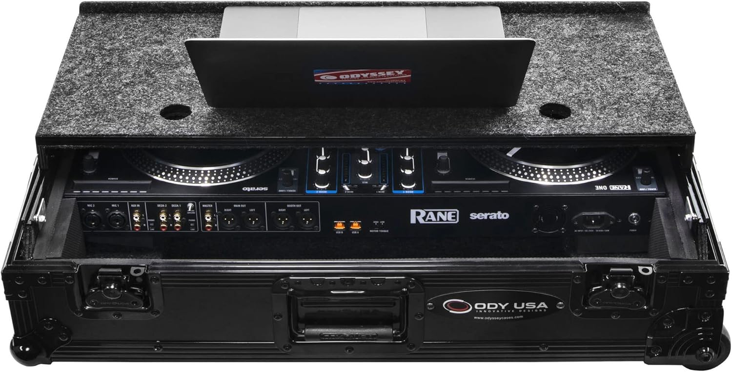 Rane One Flight Case in Black with Patented Glide Platform and Corner Wheels