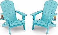 Vista 19 de YEFU Silla Adirondack, silla Adirondack de plástico de gran tamaño, sillas plegables para exteriores con soporte para tazas, silla de césped