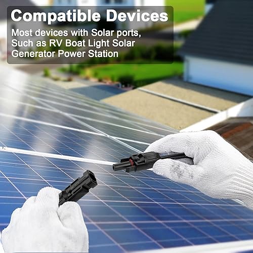 Miniatura 6 de iGreely - Cable de extensión solar de 10 pies y 10 AWG con conector macho y hembra de panel solar, adaptador de panel solar (10 pies rojo + 10 pies