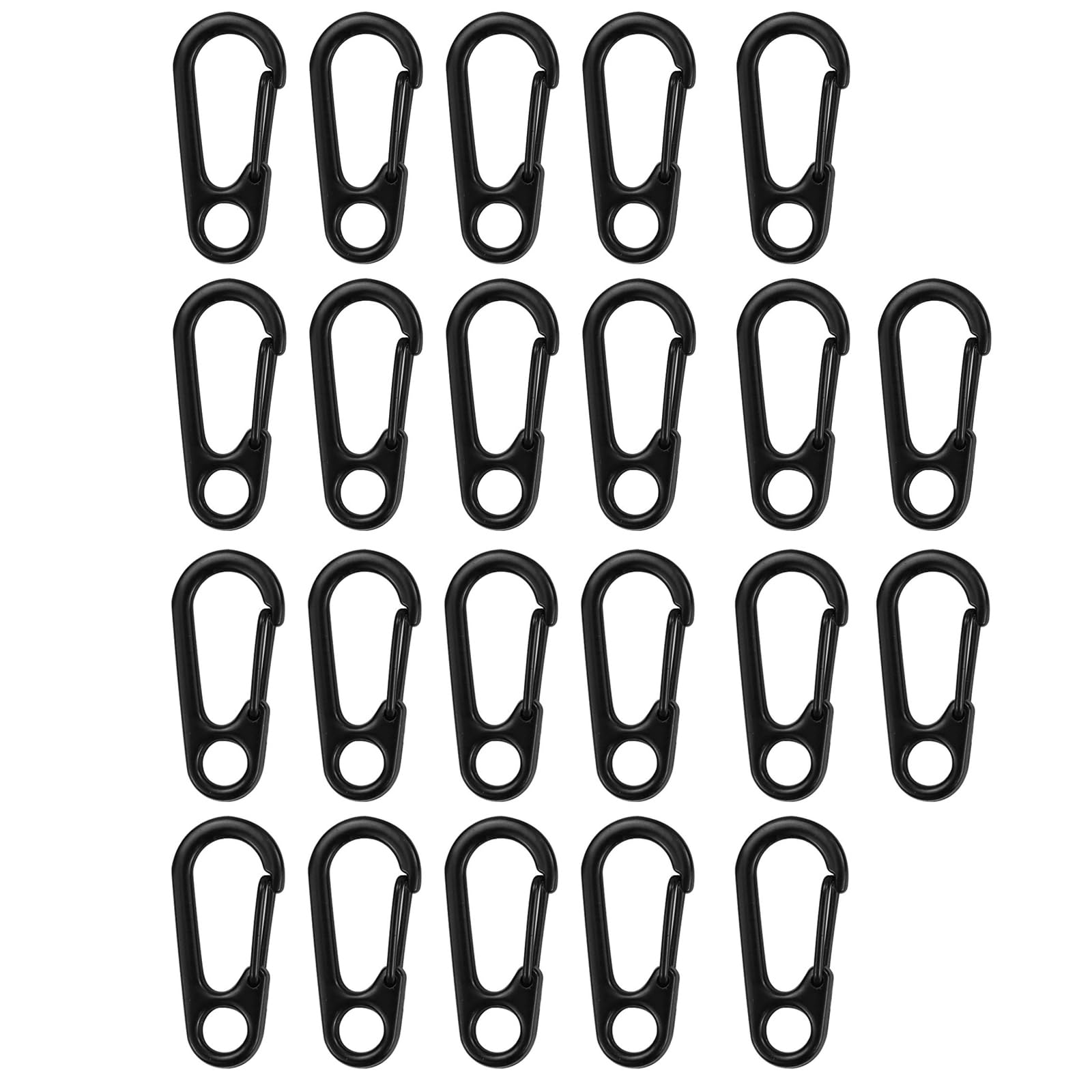 22 Mini Moschettone, Portachiavi, Moschettone, Arrampicata, Campeggio, Nero, Zinco, Ovale