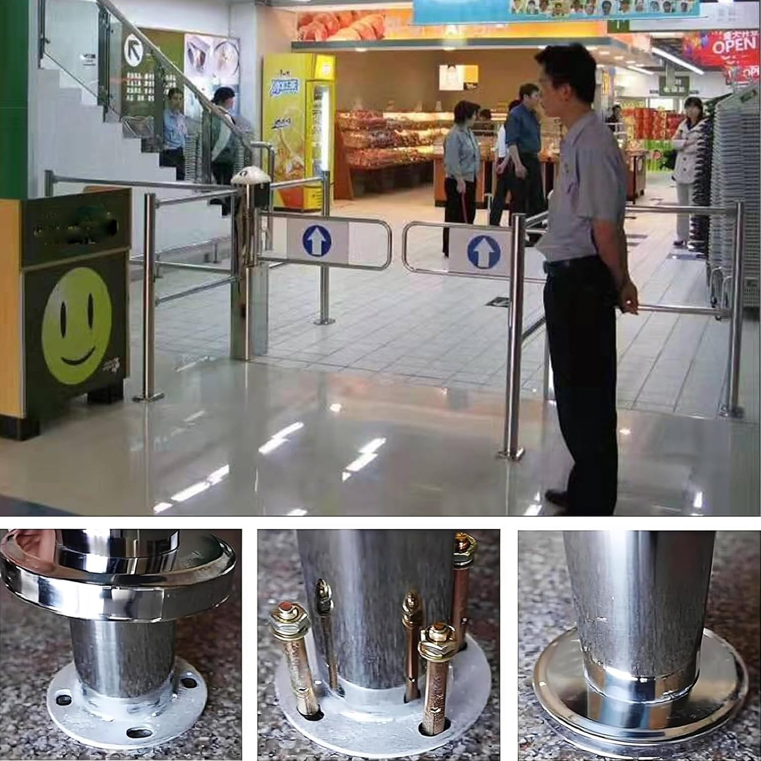 Self-Closing Metal Swing Gate for Supermarkets & Warehouses - Automatic Outdoor Pedestrian Safety Door 170x97cm -, Self-Closing, 1-Way Gate for Libraries & Stores