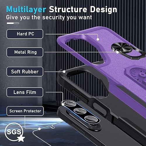 Miniatura 35 de Janmitta Funda compatible con Samsung Galaxy A14 5G con protector de pantalla + protector de lente de cámara, funda resistente de cuerpo completo