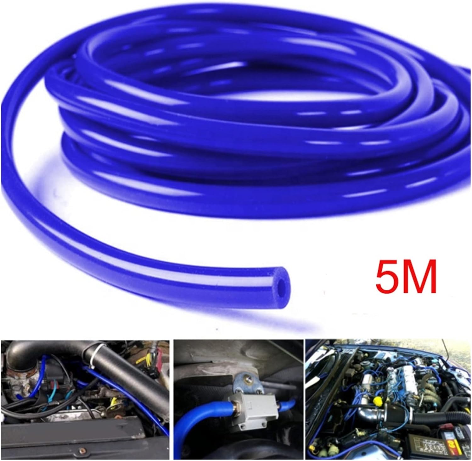 5M Silicone Vacuum Tube Hose Silicon Tubing Universal 3MM 4MM 6MM 8MM Blue Black Red Yellow Auto parts Car Accessories(5M Red ID 6mm)