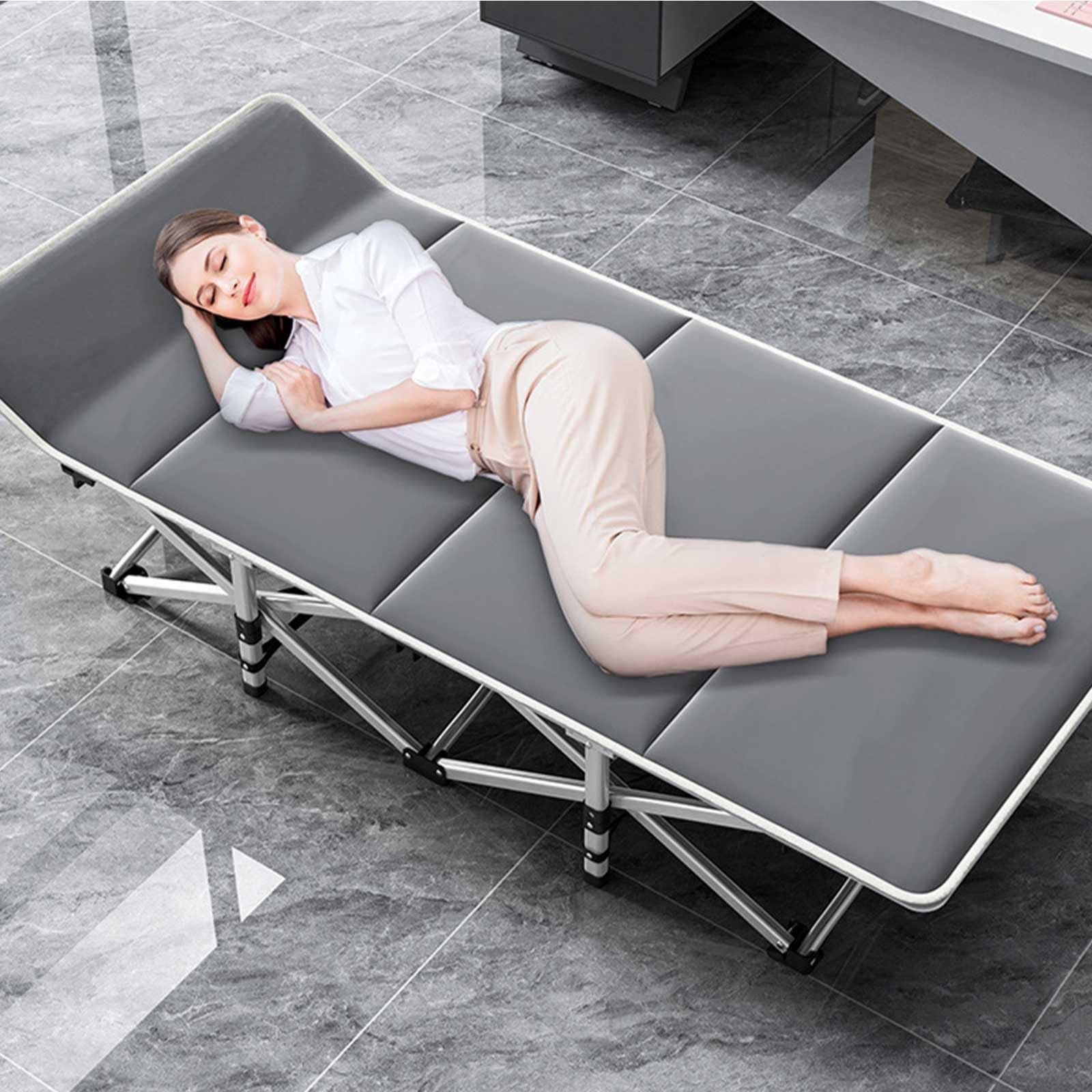 Folding Camping Bed for Adults, Portable Camp Beds with Thickened Mattress