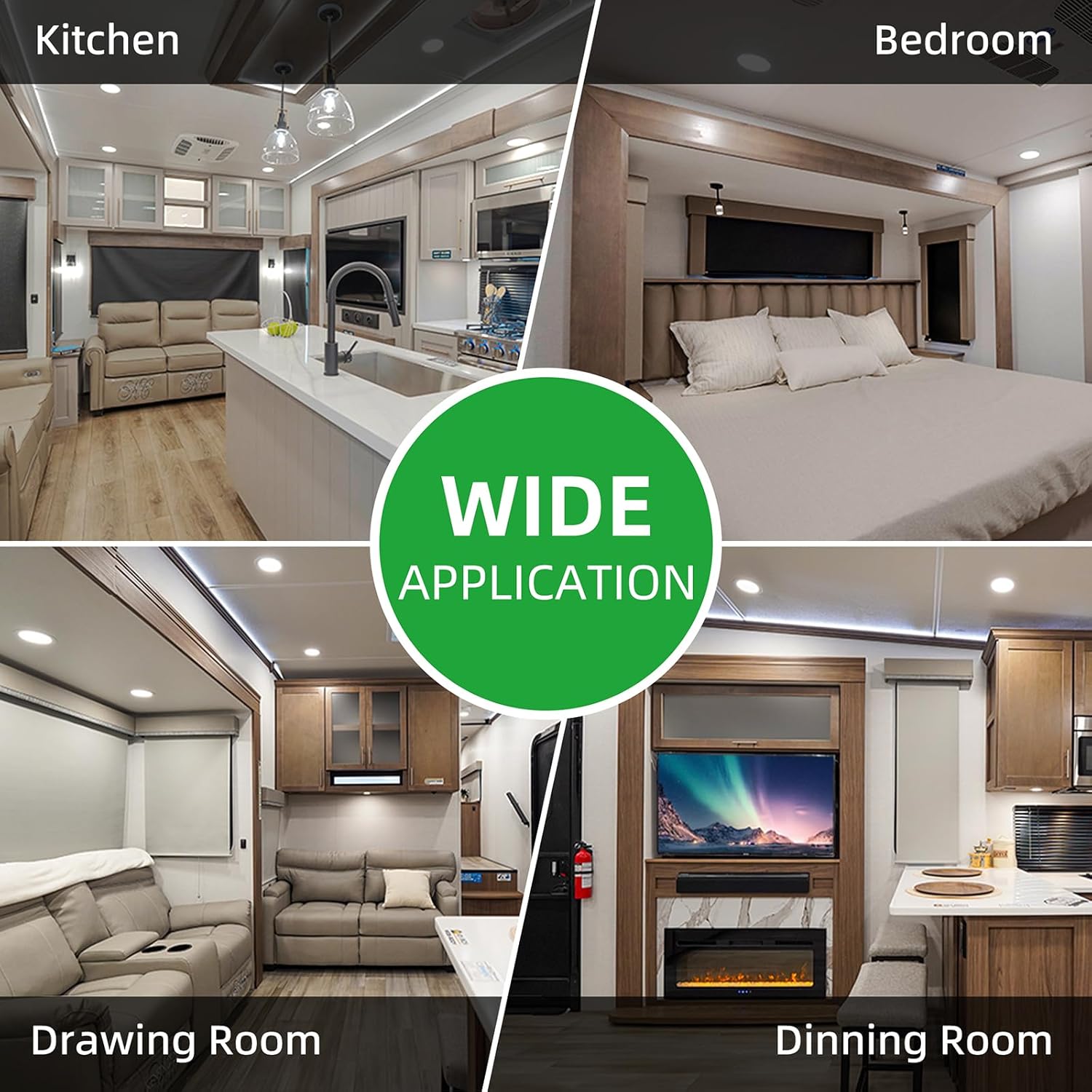 RV Ceiling Light 12V, 4.5Inch RV Light Interior, Dimmable Puck Dome Lights for Motorhome Boat Trailer (Cool White 6Pack)