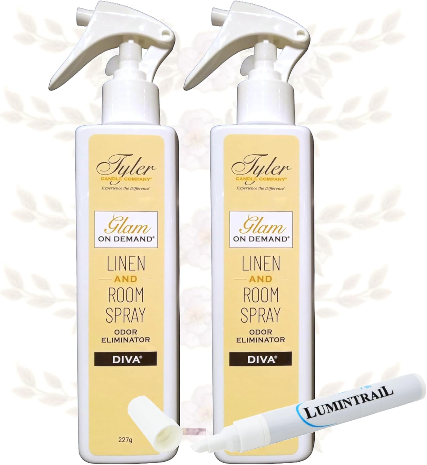 Tyler Glam on Demand - Diva Scent Linen and Room Spray 2 Pack - Air Freshener and Odor Eliminator Bundle with Stain Remover Pen - Laundry Bundle