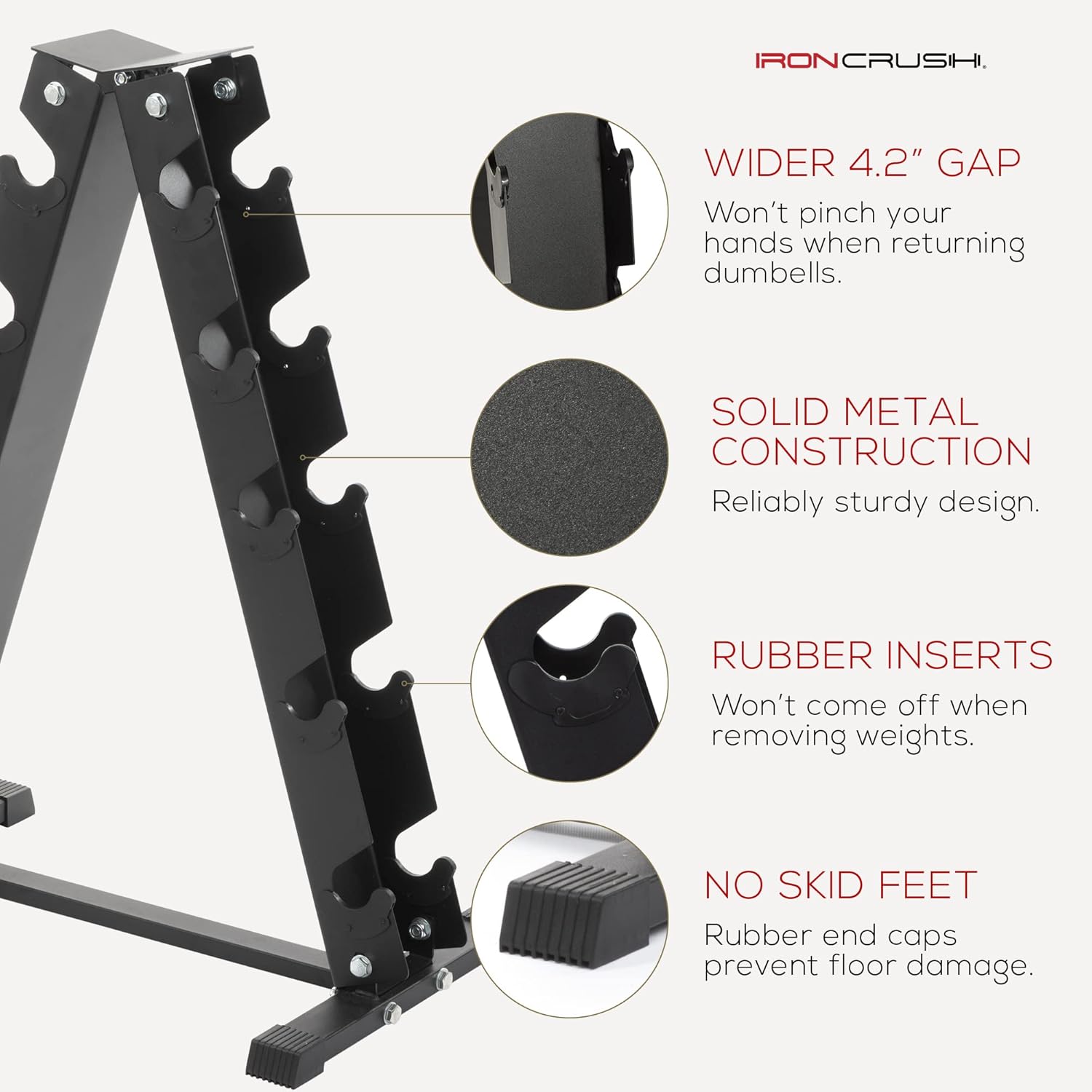 Iron Crush A-Frame Dumbbell Rack - Heavy Duty 500LB Weight Capacity for Home or Gym