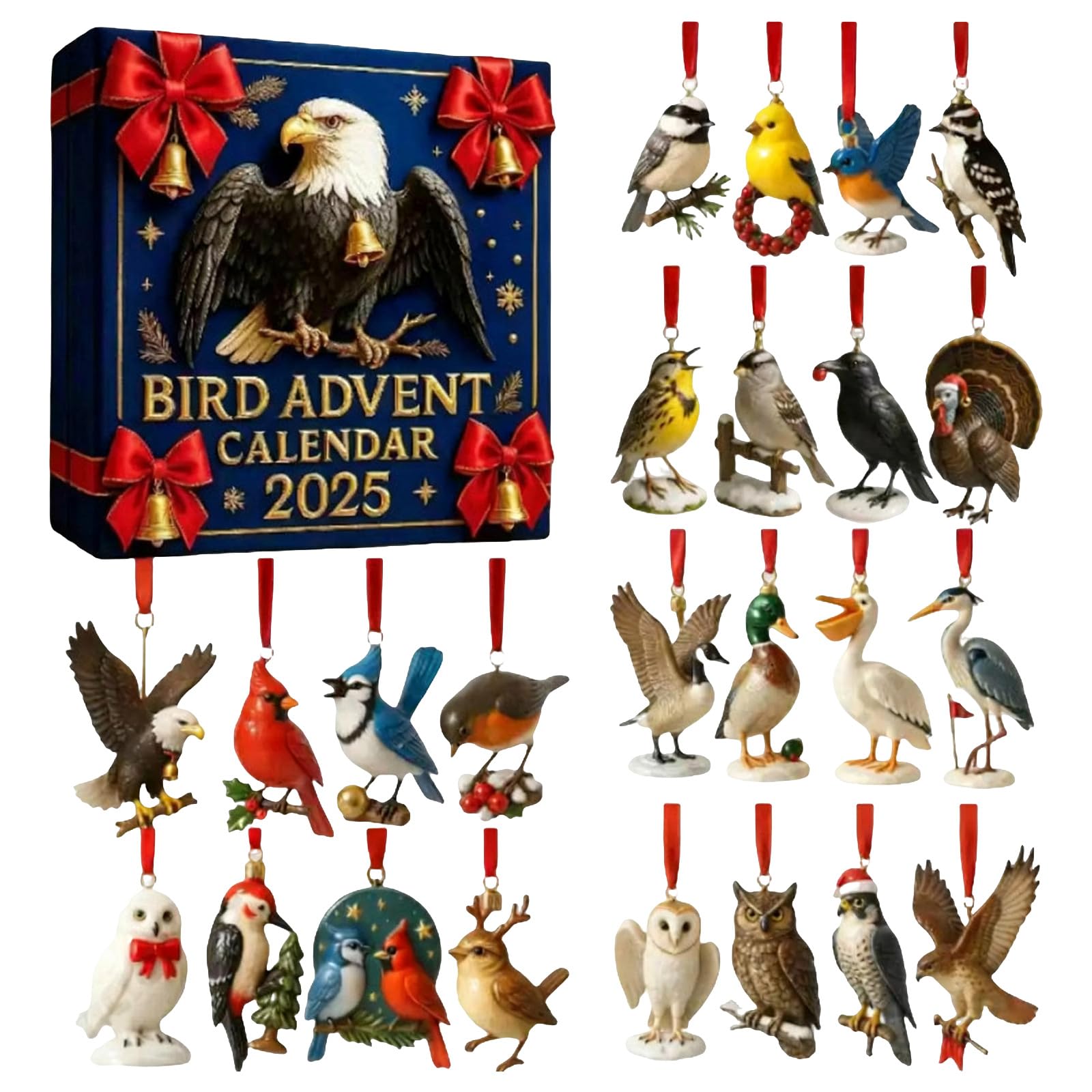 Calendario Dell'Avvento Uccelli 2025, 24 Ornamenti Acrilici 2D - Per Albero Di Natale, Collezione Uccelli, Regalo Per Amanti Natura