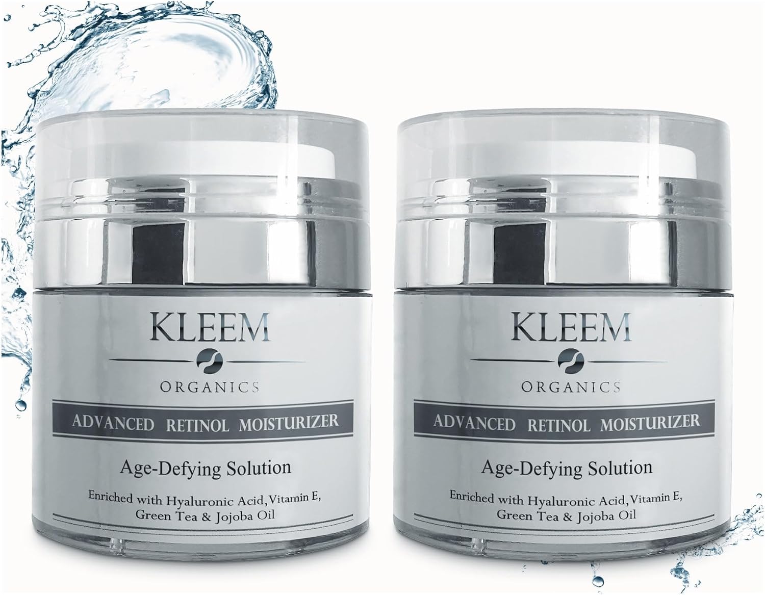 Dual Retinol Cream Set   Anti-Wrinkle, Firming, Brightening Face Cream   Targets Fine Lines, Wrinkles & Dark Spots   With Hyaluronic Acid & Vitamin E   Vegan, Cruelty-Free & Paraben-Free   2x50ml