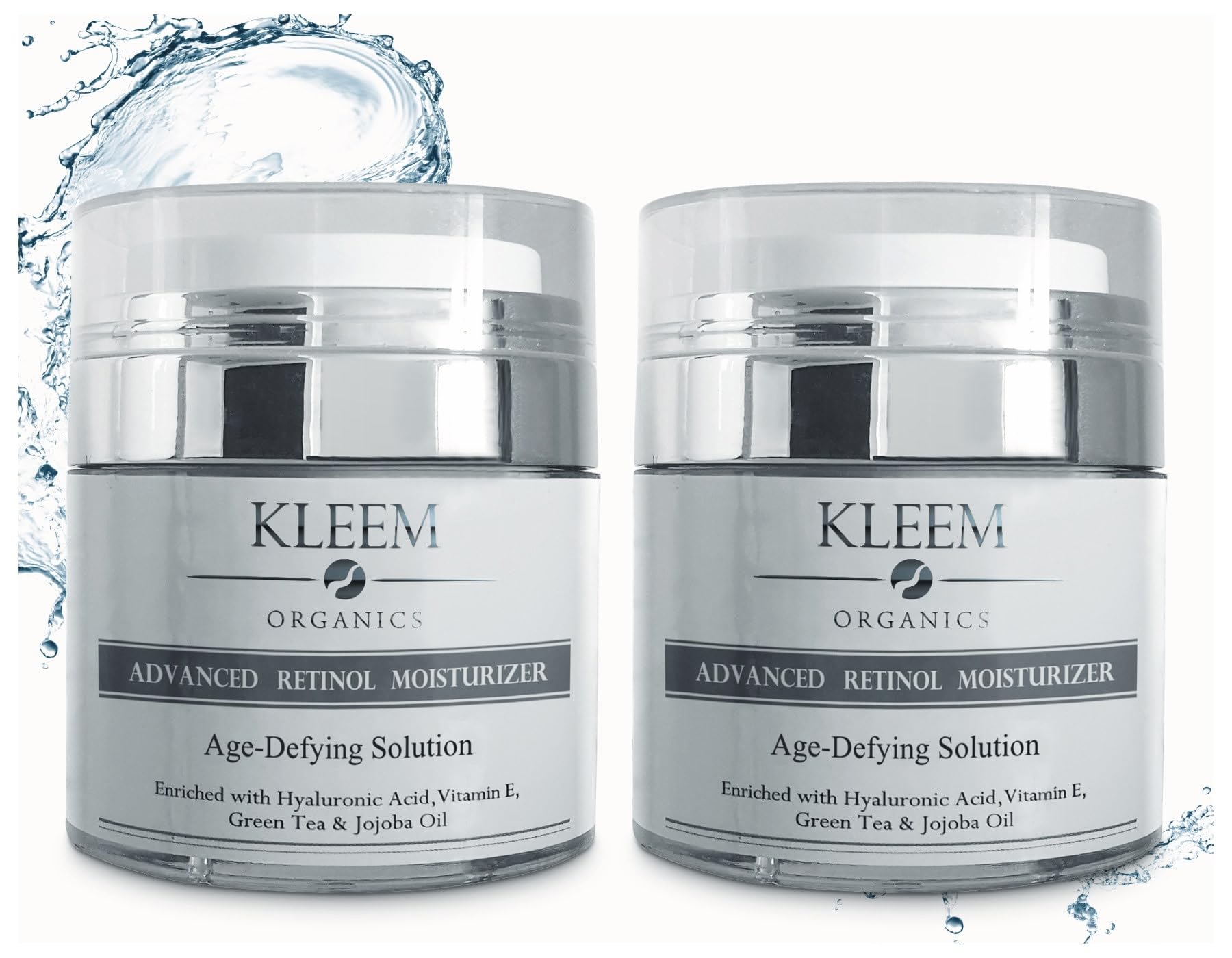 Duo de Crèmes au Rétinol – Anti-Rides, Raffermissant, Éclat de la Peau – Cible les Rides, Ridules & Taches Brunes – Avec Acide Hyaluronique & Vitamine E – Végan & Non Testé sur Animaux