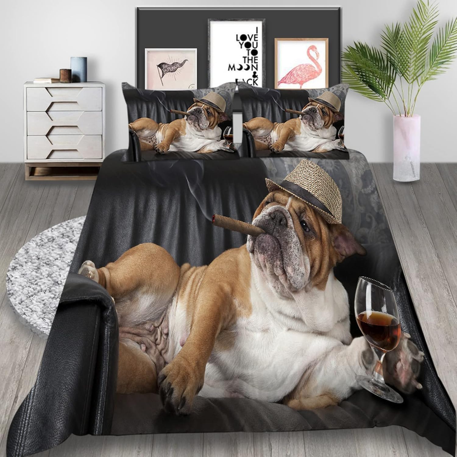 Housse de couette 220x240 cm motif chien pour éliminer la monotonie