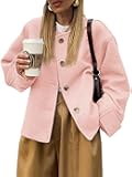 Tweed Jackets for Women Fall Long Sleeve Business Button Down Casual Cropped Blazer with Pockets
