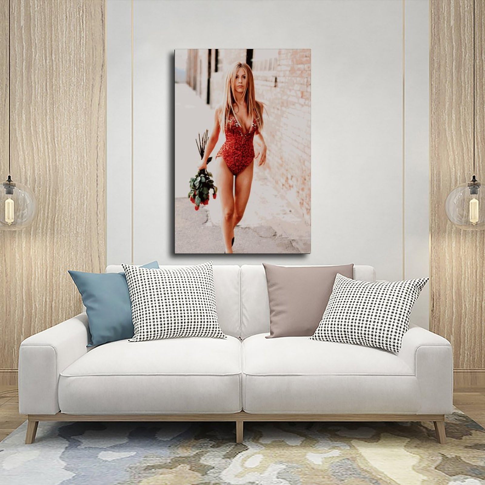Poster su tela con attrice Jennifer Aniston, decorazione artistica da parete per soggiorno, camera da letto, decorazione con cornice, 30 x 45 cm