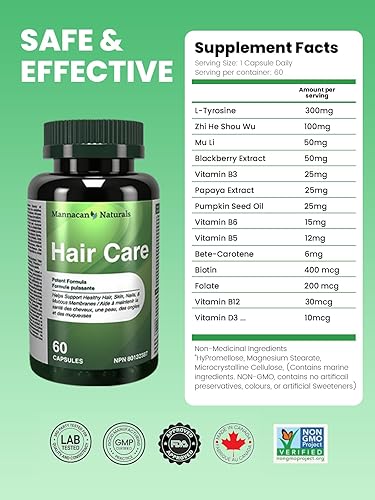 Miniatura 7 de Vitaminas para el crecimiento del cabello para mujeres, 60 cápsulas, suplementos para el crecimiento del cabello, biotina para el crecimiento del
