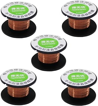 WANGCL 5Pcs 0.1mm Copper Wire, 15m Soldering Copper Wire for Transformers Motors Speakers Electromagnets