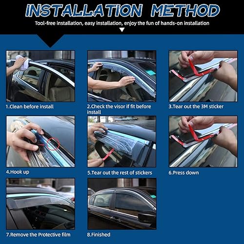 Miniatura 5 de 4 viseras de ventana compatibles con 14-18 X-TrailRogue Smoke Tint con borde cromado, cinta de montaje exterior, estilo clip, ventilación de PVC Sun