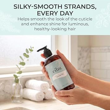 Cibu Smooth + Luminous Shampoo, 11.83 oz - Lightweight, Smoothing Shampoo for Frizzy Hair - Helps Reduce Frizz, Adds Hair Shine with Fermented Rice Water, Rice Protein, Moringa Seed Extract