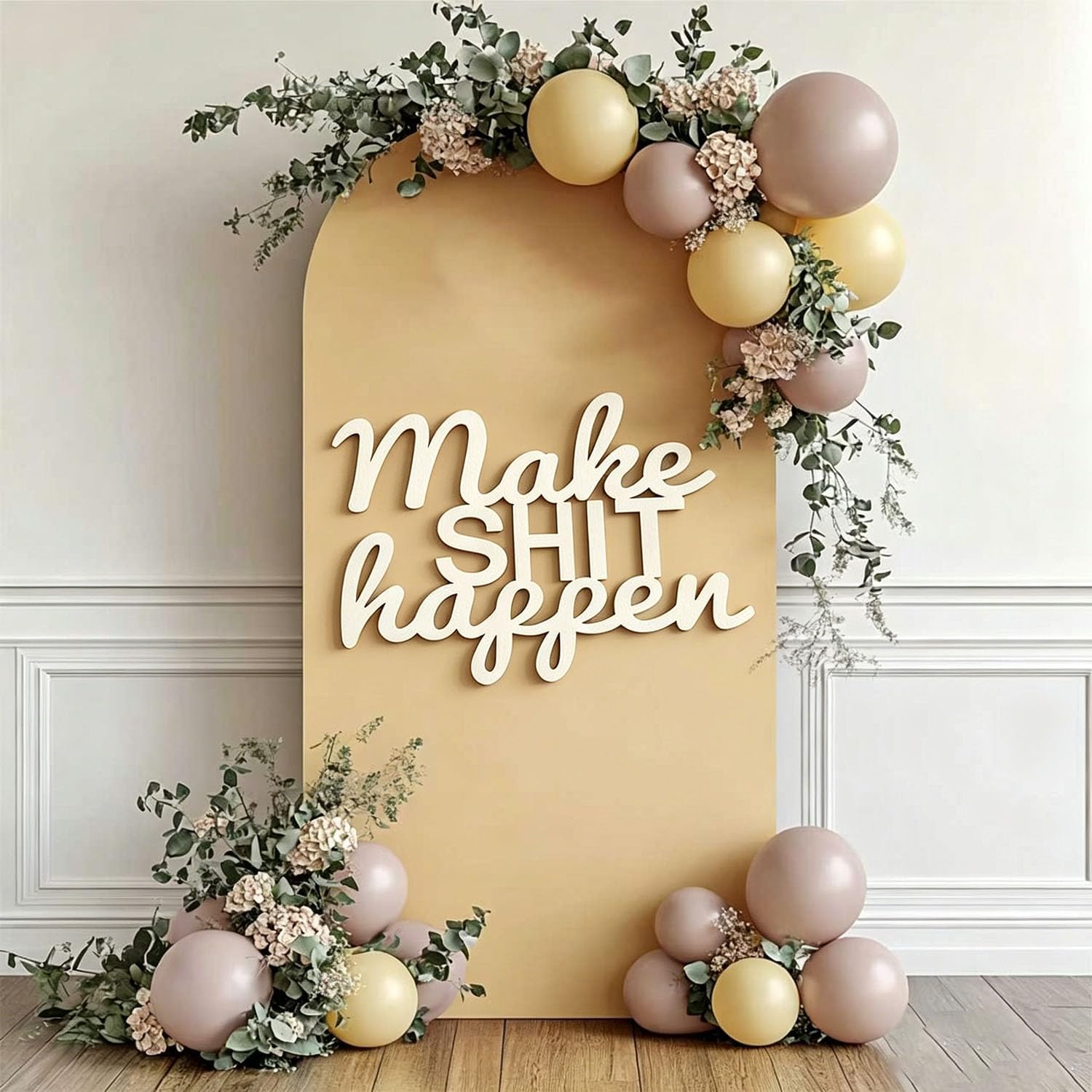 Make Shit Happen Sign for Backdrop,Bathroom Wall Art for Inspirational Quote Wall Decor Office, Bathroom, Workspace, Photo Prop Backdrop image 3