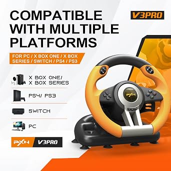 Pxn 正規品 Pc ステアリング ゲームパッド Ps3 Ps4 ハンドル オレンジ色 Pxn-v3iio