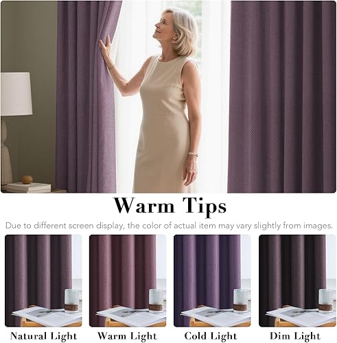 Miniatura 7 de H.VERSAILTEX - Cortina opaca de lino de 96 pulgadas de largo con aislamiento térmico, ojales y aspecto de lino, textura de arpillera, para