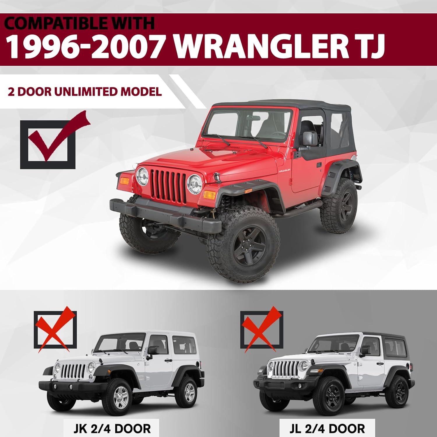 CALLIERT Running Boards for 1997-2006 Jeep Wrangler TJ 2 Doors, 6 Inches Side Step Rails Off-Road Steel Step Bars