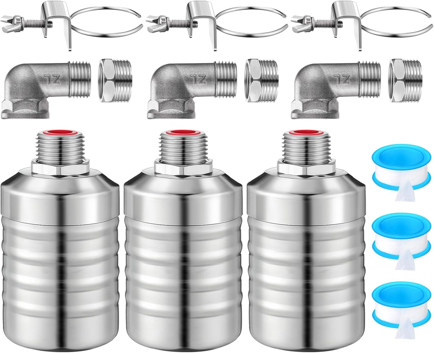 MorningRo 4 Pack Water Float Valve 1/2" to 3/4'' Auto Shut off Water Tank Float Valve 304 Stainless Steel Fully Automatic Level Control for Pool, Livestock Troughs (Classic Style)