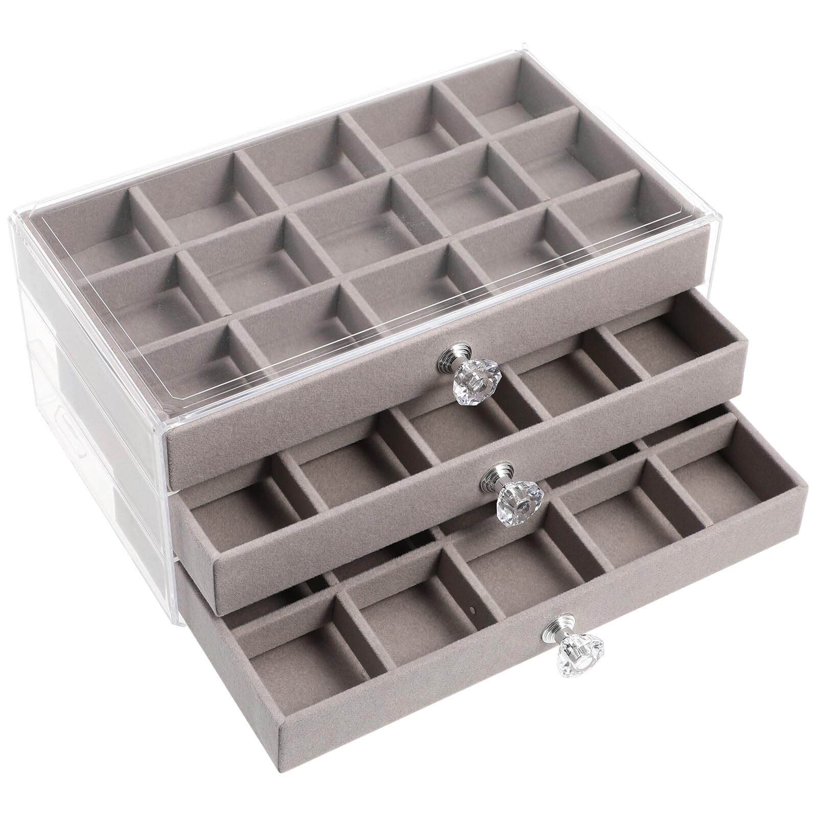 Boîte à bijoux multicouche Abaodam avec cases pour boucles d'oreilles